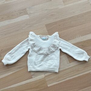 Abel & Lula Girl’s Ivory Knitted Sweater with Ruffle